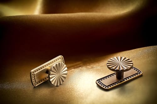 Goo-Ki 1.5'(38mm) Dia Champagne Bronze Cabinet Knob with Gilded Beaded Border Backplate, Zinc Alloy Flower Design Drawer Knobs,Modern Style,6 Pack - color: Champagne Bronze, size: 1.5'' Dia Knob With Beaded Backplate