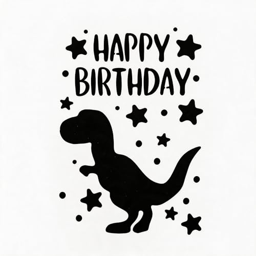 TIAMECH A4 Reusable Happy Birthday Dinosaur Stencil for Painting - Star T-Rex Layering Template, DIY Wall Art, Wood Furniture, Scrapbook & Crafts (8.3x11.7inch) - color: Happy Birthday Dinosaur
