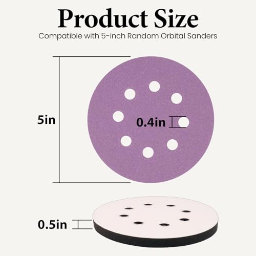 5 Inch 8 Hole Orbital Sander Foam Pads and Sanding Discs Hook and Loop - color: 4PC Pads & 20PC Sanding Discs