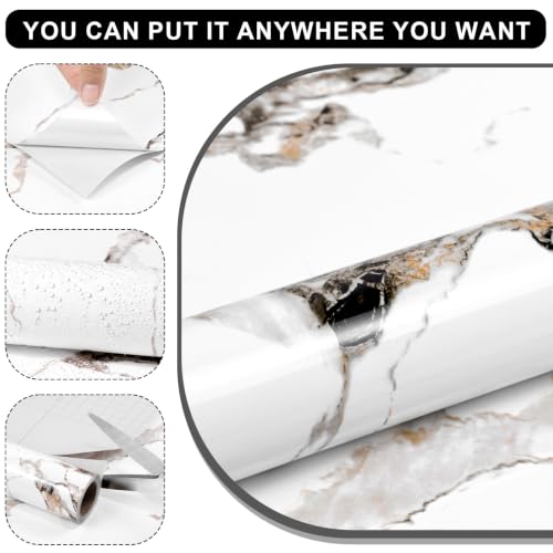 White Marble Contact Paper for Countertops 23.6"x118" - color: White, size: 23.6" x 118"