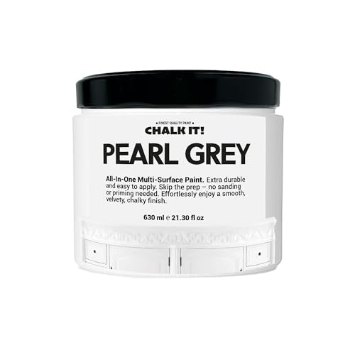 CHALK IT! All-in-One Multi-Surface Chalk Paint for Furniture & Cabinets - No Sanding, No Primer, Built-In Top Coat Water-Based, Low-Odor, Fast-Drying, Matte Finish (Pearl Grey) - color: Pearl Grey