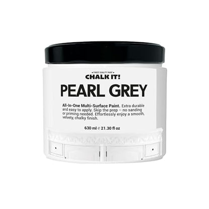 CHALK IT! All-in-One Multi-Surface Chalk Paint for Furniture & Cabinets - No Sanding, No Primer, Built-In Top Coat Water-Based, Low-Odor, Fast-Drying, Matte Finish (Pearl Grey) - color: Pearl Grey