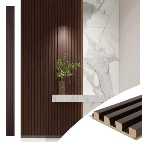 Art3d 108 x 5.7 Inch Slat Wood Wall Paneling for Interior Decor, Smoked Oak - color: Smoked Oak, size: 108 x 5.7 Inch