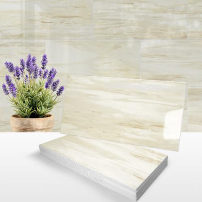 Vamos Tile Peel & Stick Backsplash on Subway Tile,22-Pack 6''x12'',Glossy - color: Eurasian Wood Grain with White Grout