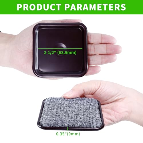 2 1/2" Square Carpet Bottom Furniture Caster Cups, Furniture Pads, 12 Pack - size: 2-1/2 Inch, 12 Pack
