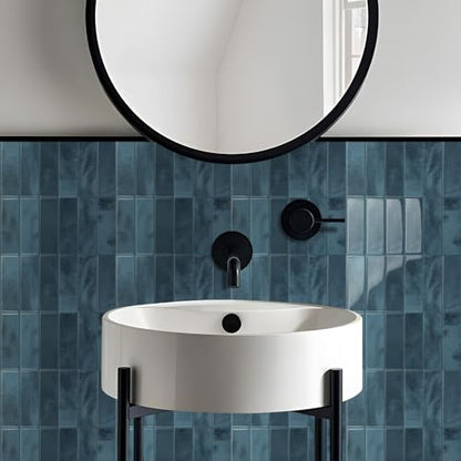 Alwayspon 12×12inch×10Pcs 2.5mm Thick Version Deep Blue Marble Style 3D Vinyl Backsplash Tiles, Self-Adhesive Peel and Stick Wall Tile Stickers Stick on Subway Tiles for Kitchen Bathroom Wall - color: Deep Blue