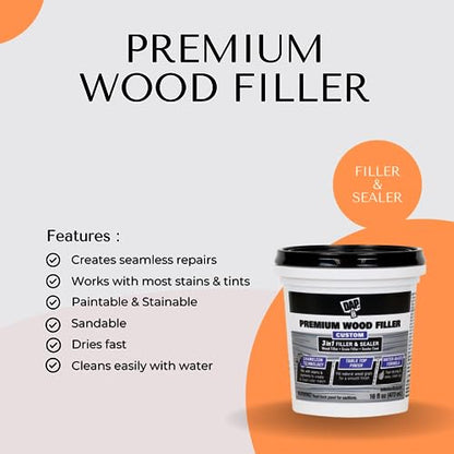 Wood Putty Filler Kit Bundled with 16oz DAP Wood Filler, Do it Best Sanding Sponge and Putty Knives (3 Items)