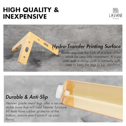 La Vane 4 Inch Diamond Triangle Metal Furniture Legs 4PCS- Heavy Duty Iron - color: Natural Wood, size: 4" / 10cm