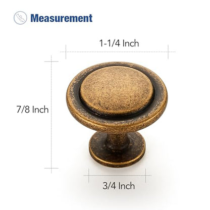 Ravinte Antique Brass Round Cabinet Knobs,Zinc Pulls,1-1/4 Inch,30 Pack - color: Antique Brass