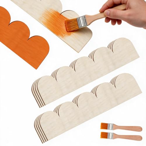 Unfinished Scalloped Decorative Wood Trim - color: scalloped 15.75 x 3.94“-8pcs