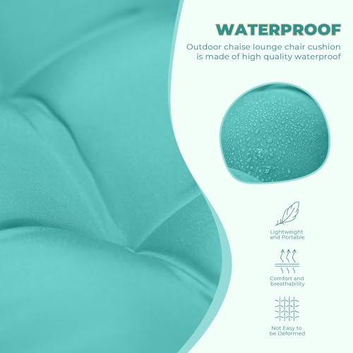 76 x 22 x 4.7 Waterproof Chaise Lounge Chair Cushion Outdoor Teal7# - color: Teal, size: 1 Pack