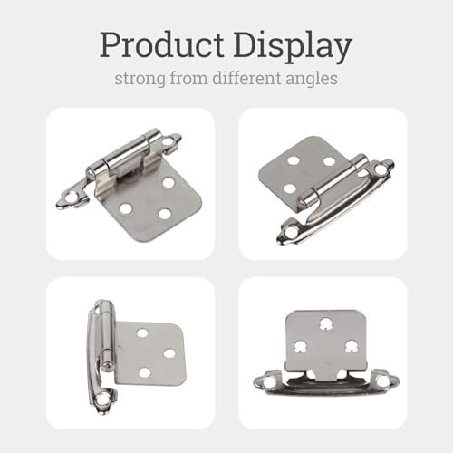 Cabinet Hinges 24 Pack 1/2" Overlay Self-Closing Satin Nickel - color: Nickel, size: 24Pack