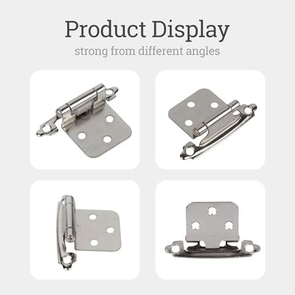 Cabinet Hinges 24 Pack 1/2" Overlay Self-Closing Satin Nickel - color: Nickel, size: 24Pack