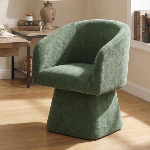 VKNOW Upholstered Swivel Dining Chairs Set of 4 with Barrel Back and Arm - color: Green