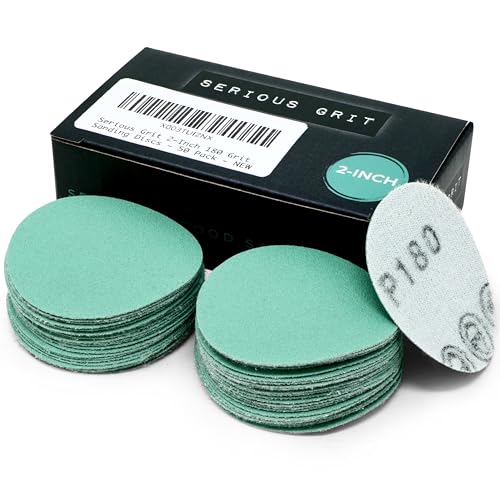 Serious Grit - 2-Inch P180 Grit Hook & Loop Sanding Discs - 50 Pack - style: 180 Grit