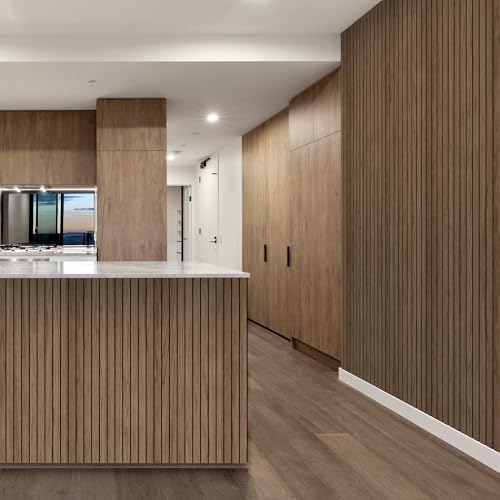 8-Pack Peel & Stick Acoustic Wood Slat Wall Panels - color: Walnut, size: 8pcs - 23.6" x 23.6"
