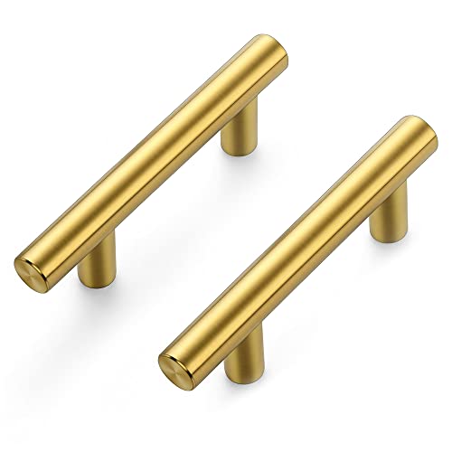 Ravinte Brushed Brass Cabinet Handles, 5 Pack Drawer Pulls, 2-1/2 in - size: 2-1/2 Inch Hole Centers