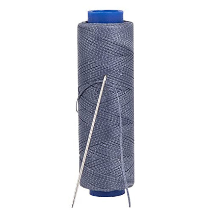 Waxed Thread, Strong Thread for Leather, Upholstery, Shoe, Bag, incl. Needle (Colour: Dark Grey) - color: Dark Grey