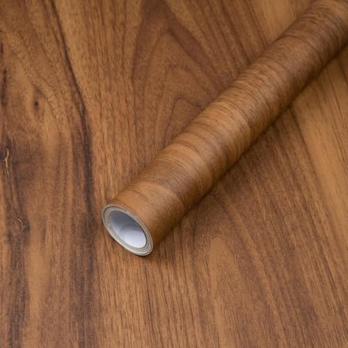 Wood Grain Contact Paper Walnut Look Peel and Stick Wallpaper Decorative - color: Brown, size: 23.6" x 118"