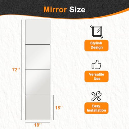 Delma Frameless Mirror Tiles 18"x18"x4 Pcs Wall Mounted - size: 18''x18''-4PCS
