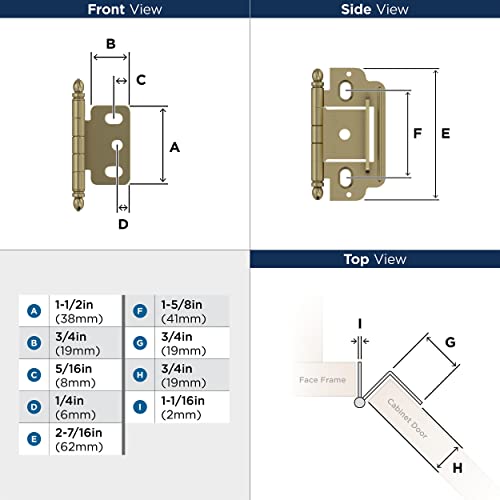 Amerock 3/4" Partial Wrap Golden Champagne Decorative Cabinet Hinge - color: Golden Champagne