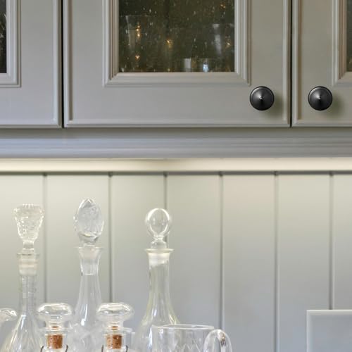 Goo-Ki 6 Pack Matte Black Cabinet Knobs with Decorative Center Button - Kitchen Handles Modern Hardware - color: Matte Black