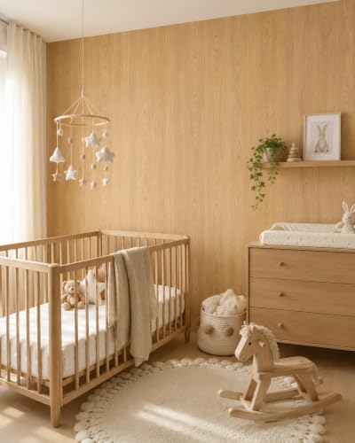 壁紙屋本舗 Wood Grain Peel and Stick Wallpaper Removable Brown 9in×19.7ft EST04 - color: Wood Grain Brown