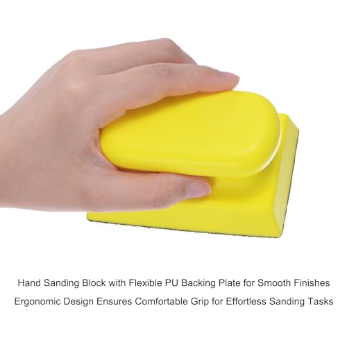 HARFINGTON 3pcs Hand Sanding Blocks Rectangle with Hook and Loop Backing