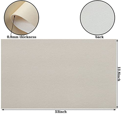 Picheng Smooth Faux Leather Sheets: 13.8"X53" Solid Soft Faux Leather Roll - color: Meter-white