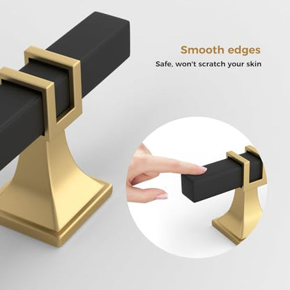 Haliwu Black and Gold Cabinet Knobs 6 Pack, Black Drawer Knobs, Square 2 Tone Hardware for Kitchen Cupboard - color: Black and Matte Gold, size: 51mm(2 inch)