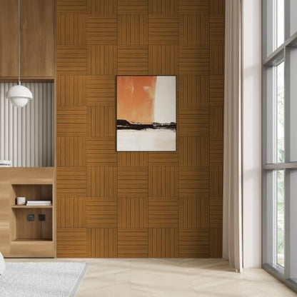 WADILE Peel and Stick Wood Slat Wall Panels 12x12in PVC 30 Pack - color: Dark Brown 03, size: 12"x12" 30PC