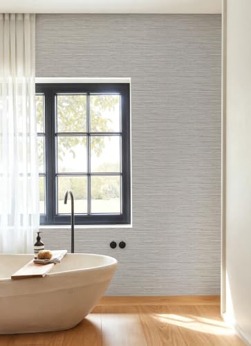 Beige Grasscloth Peel and Stick Wallpaper Textured 17.3in x 118.1in - color: Beige, size: 17.3inch × 118.1inch