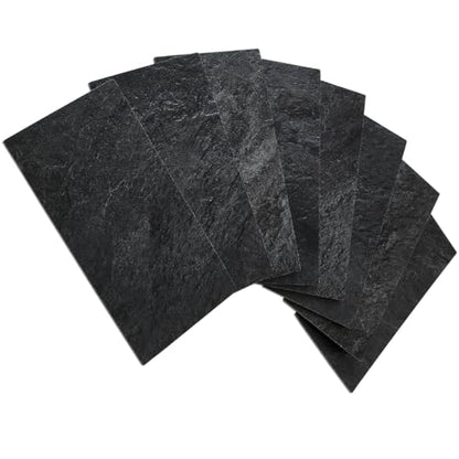 AULIGET 100 Piece Black Slate Peel and Stick Backsplash Wall Tiles, 3" x 6" PVC Faux Stone Stick on Tiles for Backsplash Kitchen, Bathroom, Laundry Room, Camper, Fireplace - color: Black Slate