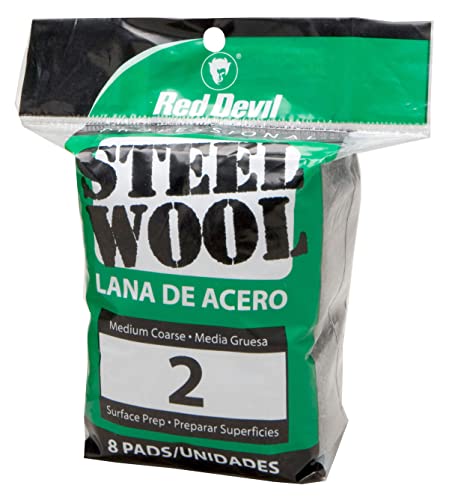 Red Devil 0325 Steel Wool, 2 Medium Coarse, (Pack of 8) - size: 8 Pads, style: 2 Medium Coarse