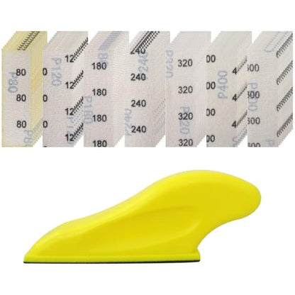 New Micro Detail Sander Kit, 80/120/ 180/240/ 320/400/ 600 Grit Sand Paper Assortment Wet Dry Hook & Loop Sandpaper for Painting Prep, Arts, Zips, Glass and Crafts