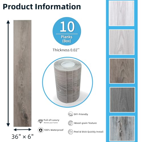Art3d 10-Pack Peel and Stick Vinyl Floor Tiles (15 Sq.Ft), Teak - color: Teak