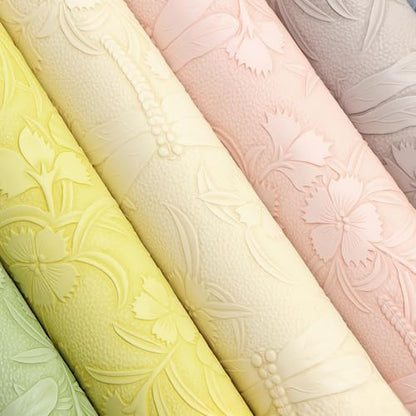 7PCS 7.9 x 11.8 Inch Embossed Faux Leather Sheets, Dragonfly Flower Embossed PU Leather Sheet, Textured Vinyl Fabric for DIY Earrings Upholstery Sewing Crafts Purse Bag Making