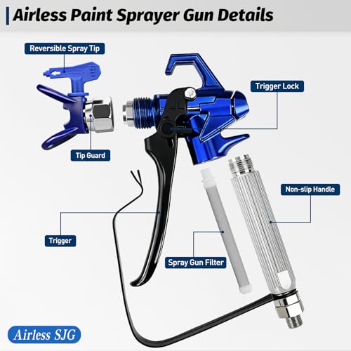 18Pcs 3600PSI Airless Spray Gun Kit, 25Ft Hose, 5 Tips