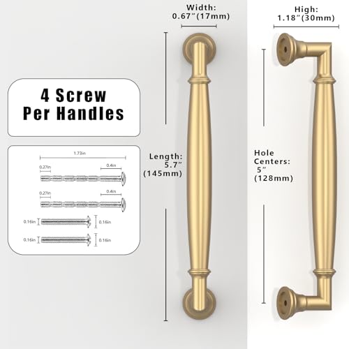 10 Pack Champagne Bronze Cabinet Pulls 5 Inch(128mm) Kitchen Cabinet Handles Cabinet Hardware for Drawer Pulls - color: Champagne Bronze, size: 5" Hole Center