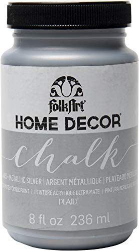FolkArt Home Decor Chalk Furniture & Craft Paint in Assorted Colors, 8 ounce, Metallic Silver - color: Metallic Silver