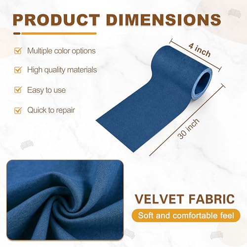 Velvet Repair Patch, Self-Adhesive Flannel Fabric Patch, Multi Colors, Microfiber Patch，Can be Used to Patch Sofas, Car Seats, Handbags, Jacket Holes and Tears (Blue) - color: Blue, size: 4" x 30"-2 ROLLS