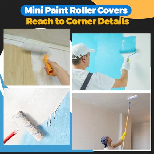Leumoi 50 Pcs 6 Inch Microfiber Mini Paint Rollers, Blue & White - size: 6 Inch