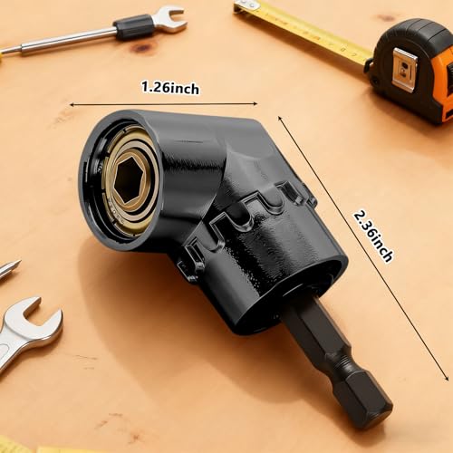 Right Angle Drill Driver, 105 Degree Adapter for Electric Drill, Screwdriver, and DIY Home Projects Black - color: Black