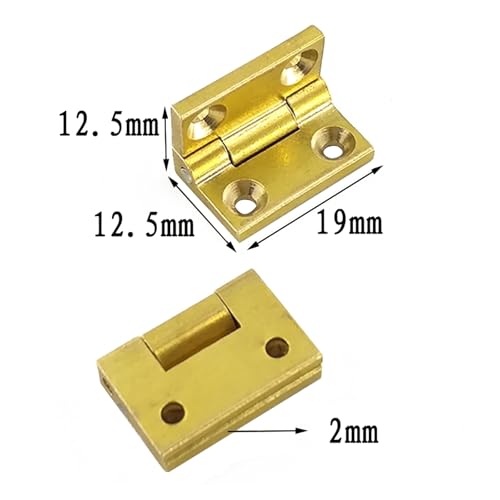 dophee 4Pcs Mini Solid Brass Hinges, 90 Degree Small Butt Hinges Connectors