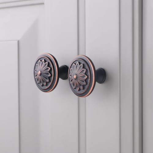 4 Pack Oil Rubbed Bronze Kitchen Cabinet Knobs,1-2/5" Furniture Knobs for Cabinets and Drawers Brushed Rubbed Bronze Cabinet Door Knobs for Dresser Drawers Bathroom Dresser Drawer Knob - color: Oil Rubbed Bronze