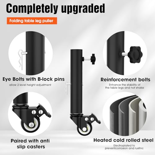 Table Leg Extender with Casters Adjustable 6.3"-7.9" Height 4 Pack