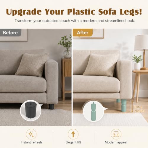 5.1 Inch wooden legs for furniture set of 4 Wood Furniture Legs Couch Feet Colorful Round Sofa Furniture Replacement Solid Wood Furniture Feet for Couch Bed Chair Cabinet Bookcase Dresser Ottoman - color: Green