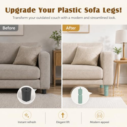 5.1 Inch wooden legs for furniture set of 4 Wood Furniture Legs Couch Feet Colorful Round Sofa Furniture Replacement Solid Wood Furniture Feet for Couch Bed Chair Cabinet Bookcase Dresser Ottoman - color: Green