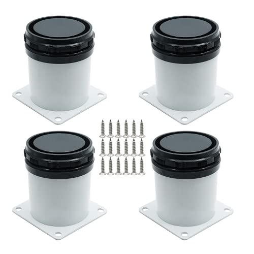 Set of 4 Adjustable Stainless Steel Furniture Legs 2.4 Inch White - color: White, size: 2.4 inch