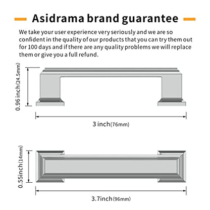 Asidrama 20 Pack 3 inch Polished Chrome Kitchen Cabinet Handles - color: Polished Chrome, size: 3" Hole Center(76mm)